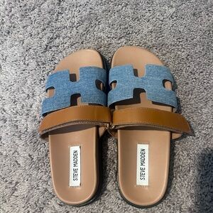 Steve Madden mayven sandals denim tan size 6.5